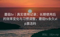 蘑菇tv｜真实使用记录：长期使用后的效率变化与习惯调整，蘑菇tv永久vip激活码