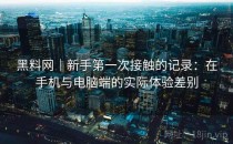 黑料网｜新手第一次接触的记录：在手机与电脑端的实际体验差别
